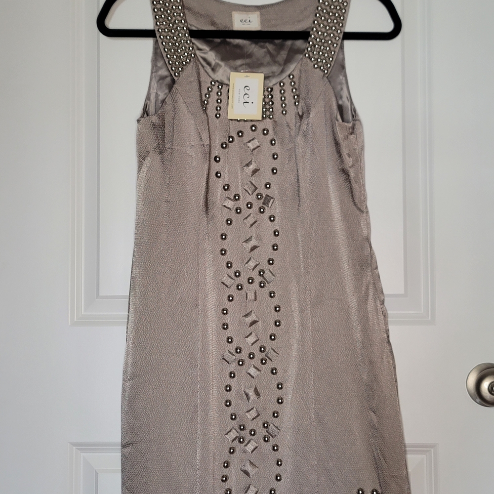 ECI Silver Embellished Mini Dress
